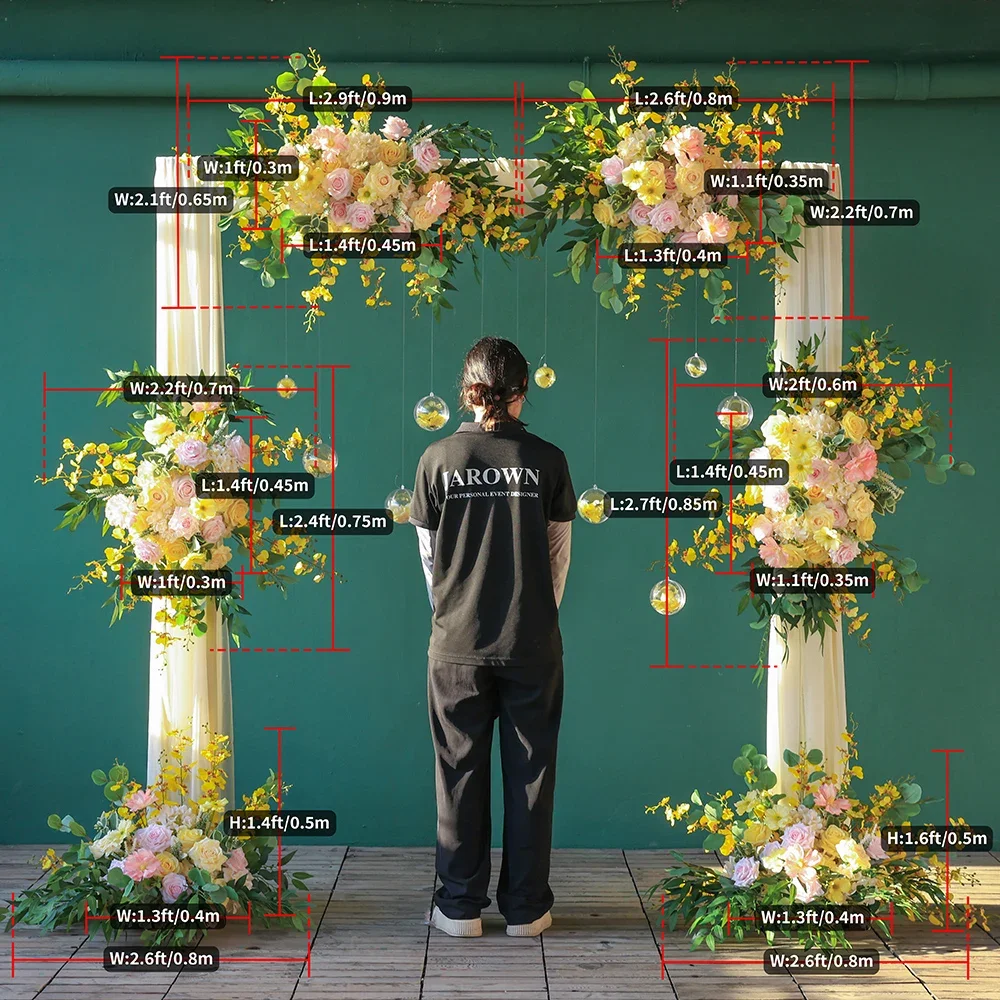 

Party Event Backdrop Decor Hanging Floral Set Yellow Pink Series Artificial Flower Arrangement for Wedding Decoration J2351