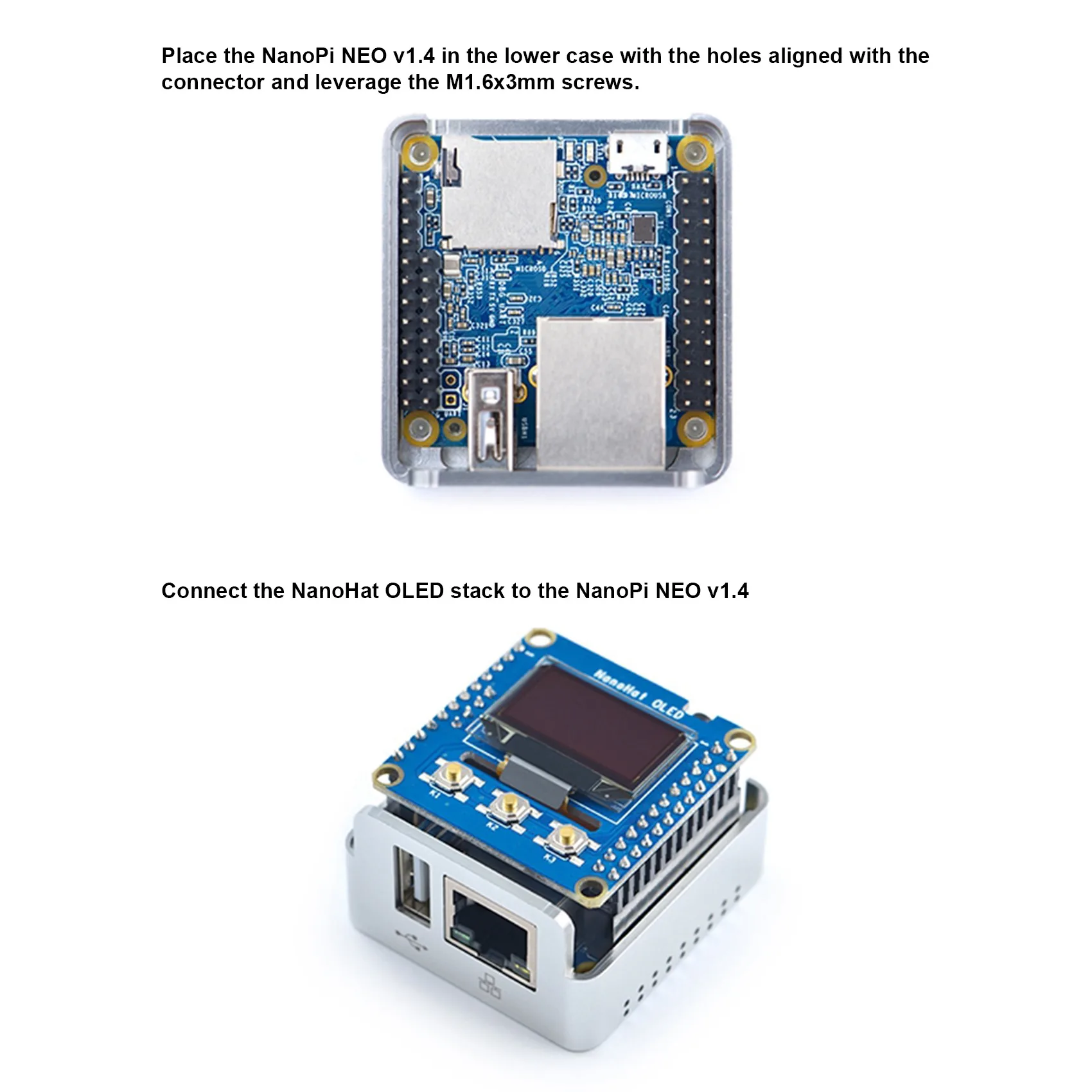 AY14 -Nanopi NEO + شاشة OLED + مجموعة حافظة معدنية مفتوحة المصدر H3 لوحة تطوير DDR3 RAM Ubuntu Openwrt Armbian