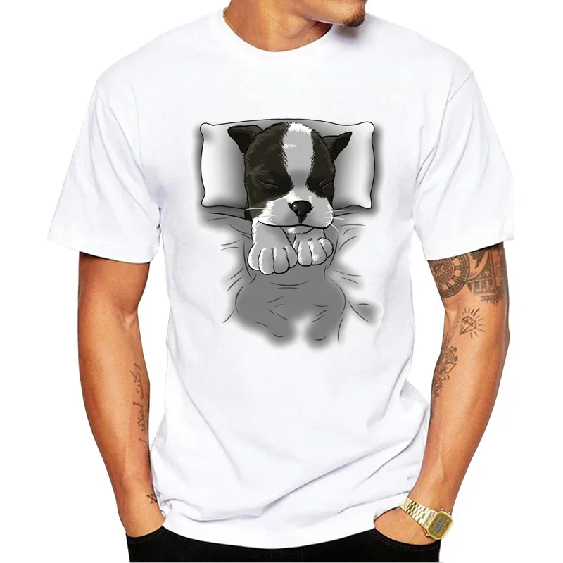 Men's Novelty Customied Streetwear T Shirt Summer Basic Boy Tee Shirts Fashion Cute Koala/ Pug Sleeping T-shirt
