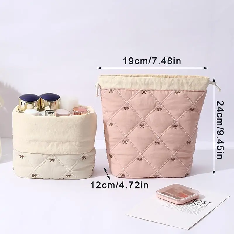 Cosmetic Storage Bag Large Capacity Drawstring Makeup Pouch For Travel Soft Storage Bag Home Table Organizer Travel Essentials