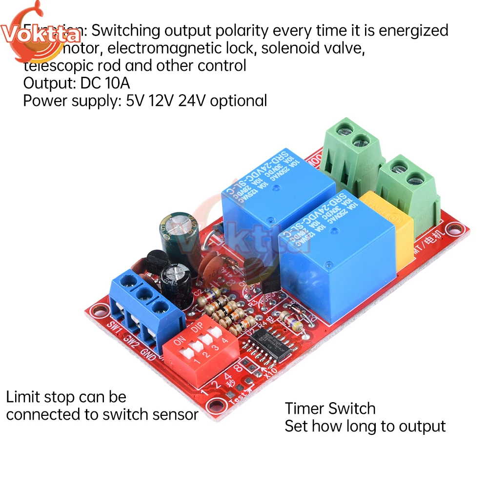 DC Time Relay Power Supply Switching Relay Module DC Motor Control Board Forward and Reverse Relay Board Timer Module 5V 12V 24V