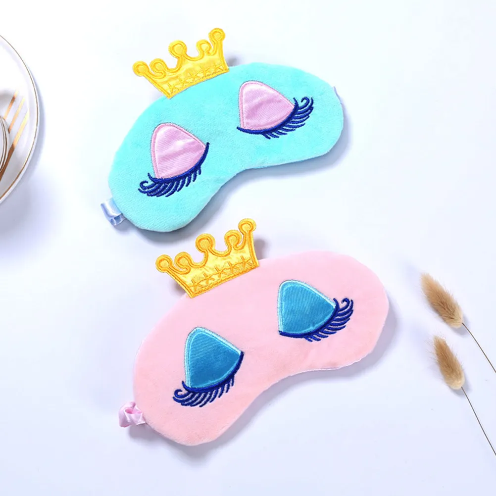 2Pcs Cartoon Eye Mask Sleep Blindfold Soft Light Blocking Tiara Design for Women Girls Travel Nap Cartoon Eye Mask