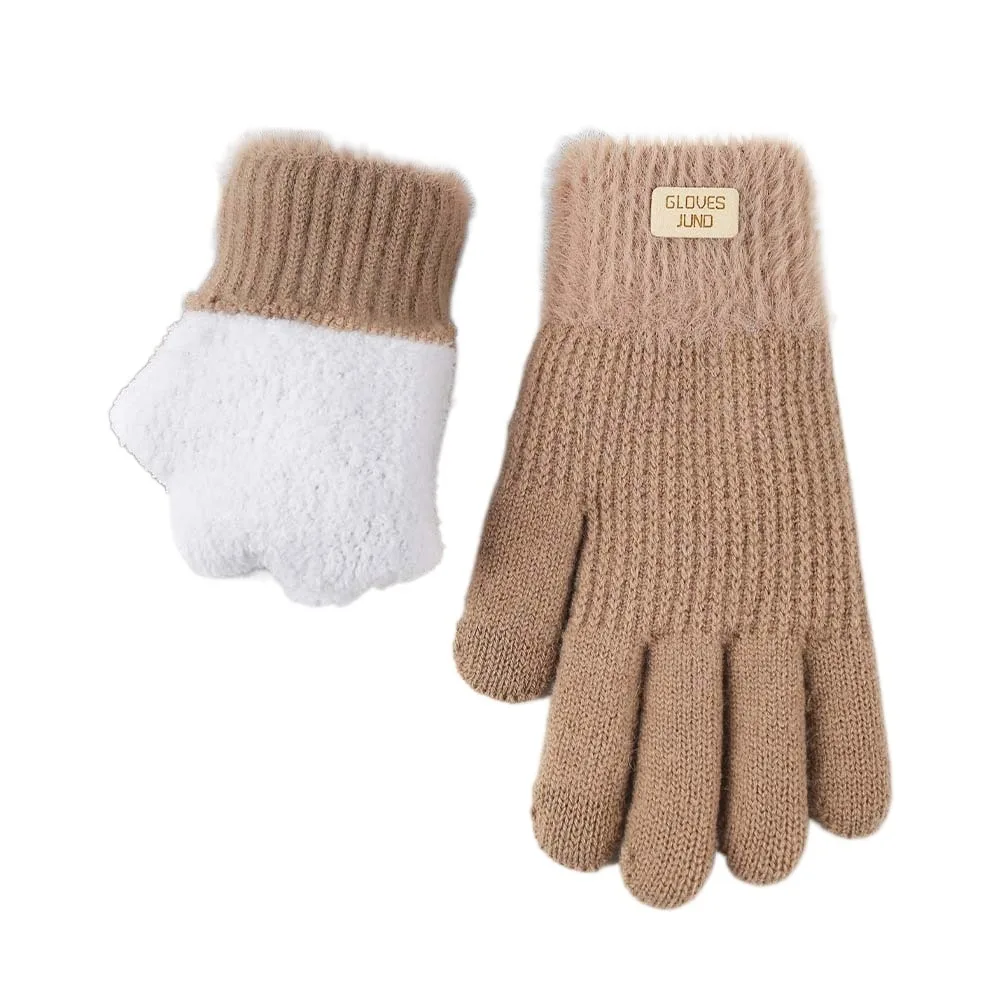 

Fashion Touch Screen Knitted Gloves Thickened Acrylic Fibers Winter Gloves Warmer Windproof Anti-cold Mittens Outdoor