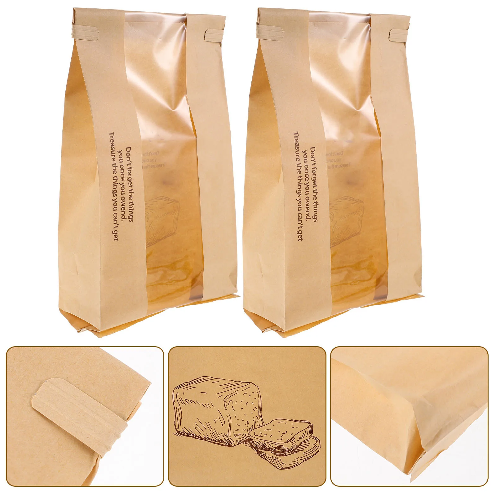 

50Pcs Iron Buckle Bread Sealing Paper Bags Durable Food Grade Packaging Bags for Bakery Cookie Sandwich Snack Paper Sandwich Bag