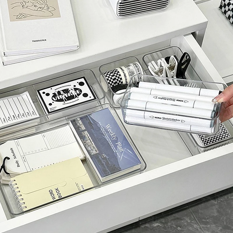 Organisateur de tiroir en acrylique empilable avec séparateurs ajustables pour cosmétiques, boîte de rangement modulaire pour maquillage ▪
