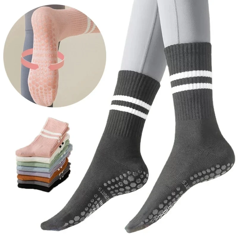 Yoga Non-slip Socks Silicone Indoor Women Professional Fitness Socks Gym Floor Dance Pilates Mid-tube Bottom Sports Socks