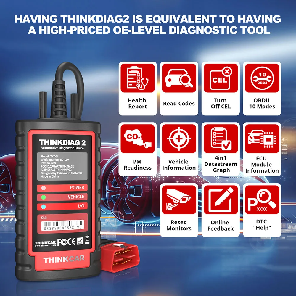 Thinkcar Thinkdiag 2 OBD2 Bluetooth Diagnostic Tool Full System Diagnose OBD2 Diagnostic Scanner for iOS & Android, THINKCAR Bluetooth Scan Tool with CAN-FD Protocol, 15+ Reset Functions, ECU Code, Active Test, AutoVIN, 1 Year Update view 6