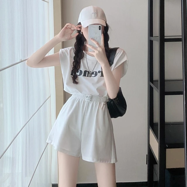 2023 Summer Korean Fashion Women Casual Sports Two piece Sets Womens Outfit O neck T shirts Top Shorts Female Clothes Jogger Set AliExpress