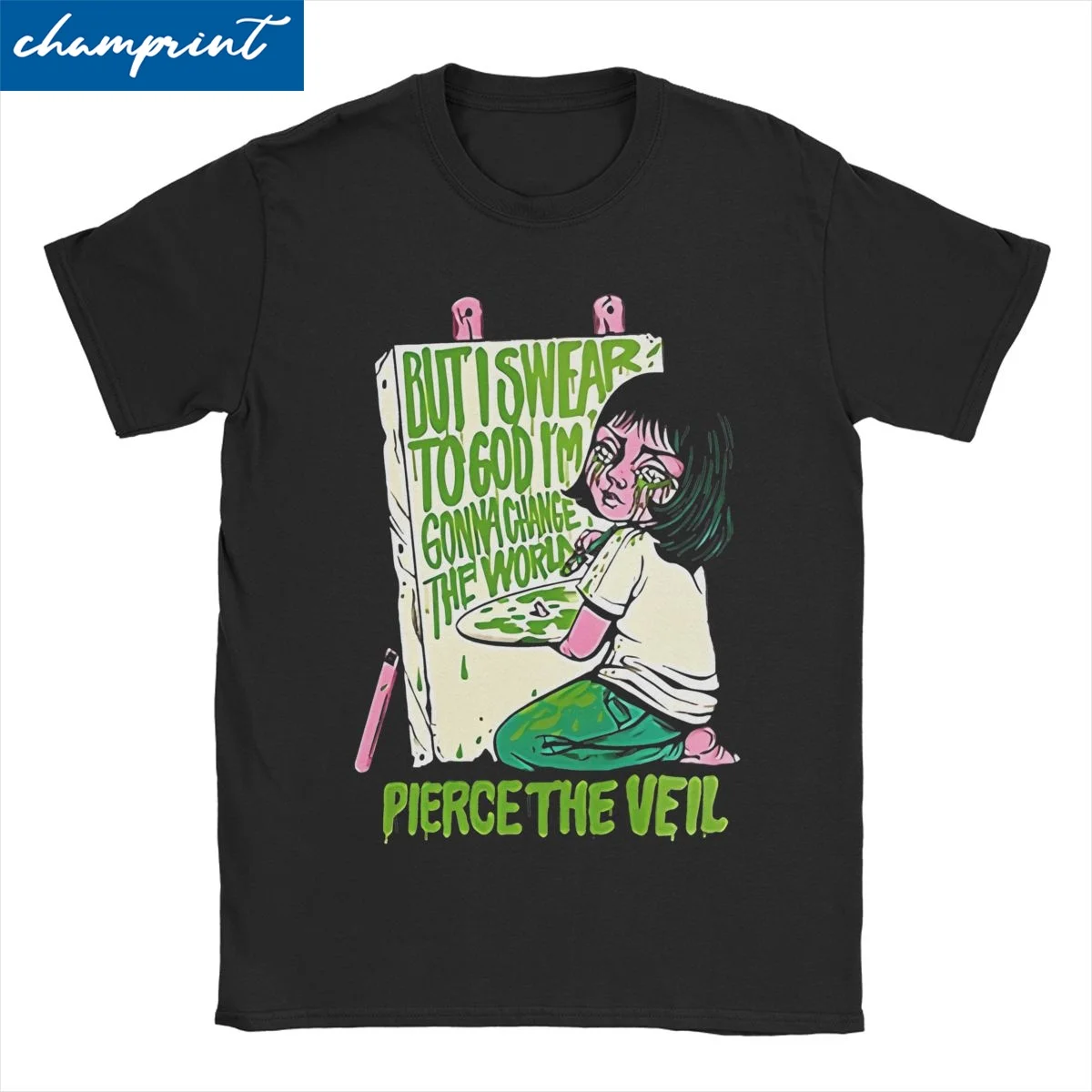 Pierce The Veil Rock Band T-Shirts Men Women Vintage Pure Cotton Tees O Neck Short Sleeve T Shirt Birthday Present Clothes