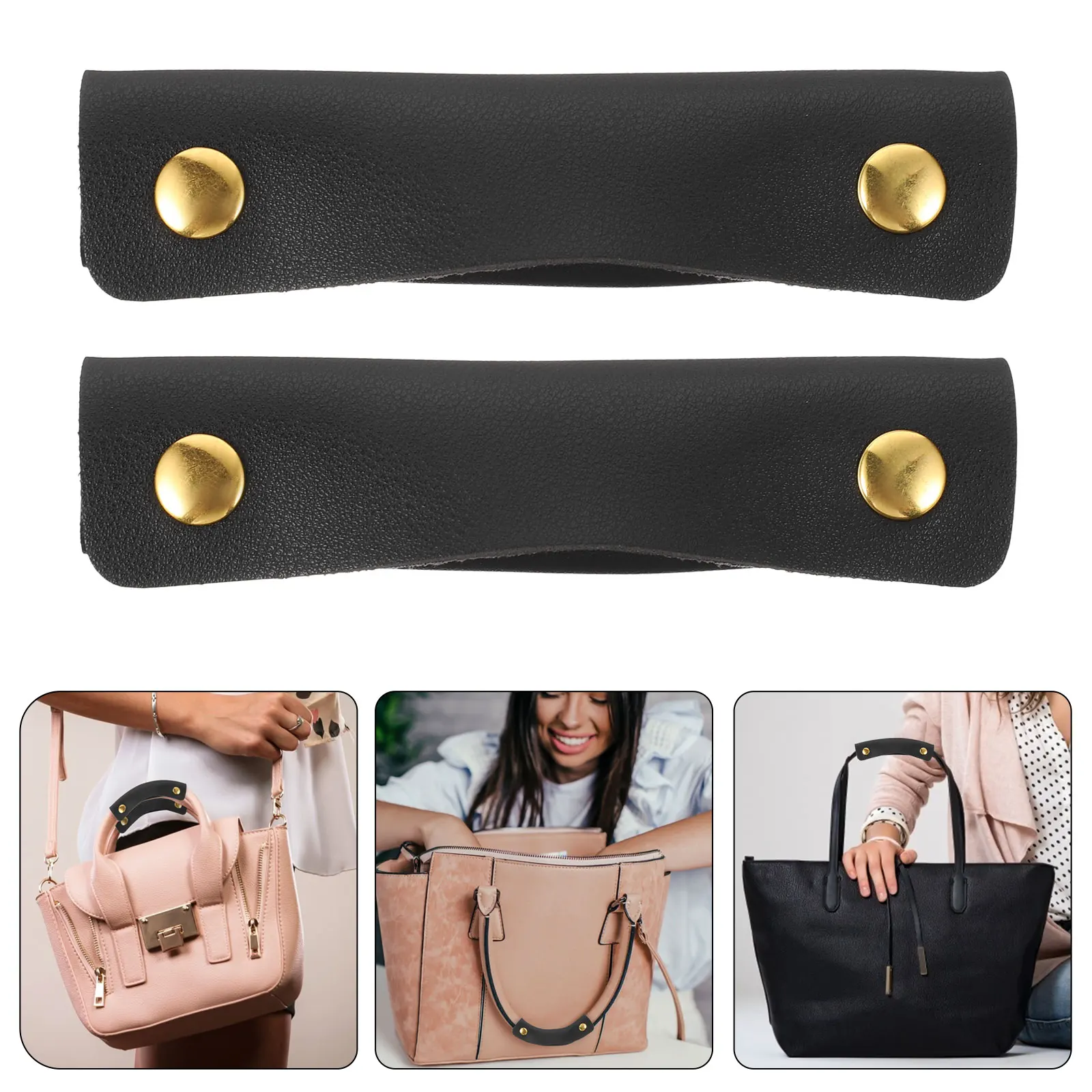 

2pcs Black Decompression Belt Luggage Bag Hand Protective Covers PU Handle Grocery Carrier Suitable Accessories Straw