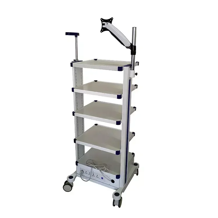 Laparoscope tower four floors mobile medical cart endoscope trolley for sale