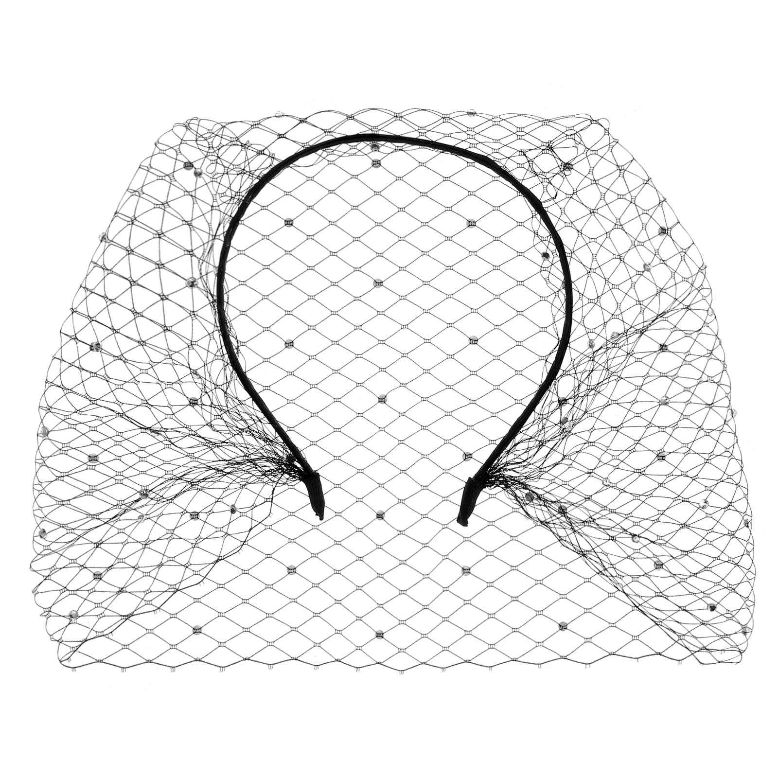 

Mesh Hair Accessories Black Rhinestone Women Headband Bridal Veils Scarf Birdcage Face Veil Lightweight Comfortable Fashion