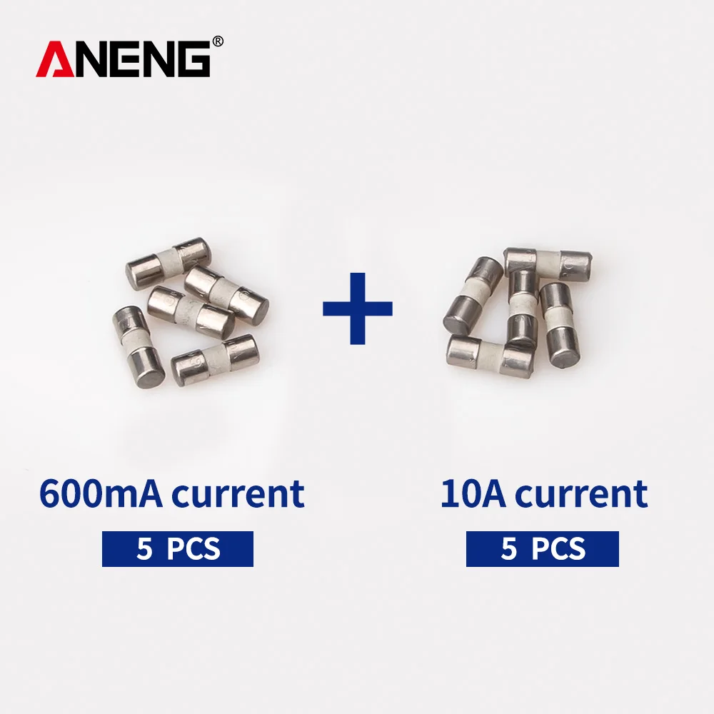 

ANENG Ceramic Fuse 600mA 10A 5Pcs each Ceramic Tube Fuse For Multimeter Instrument Ceramic British Plug Fuse