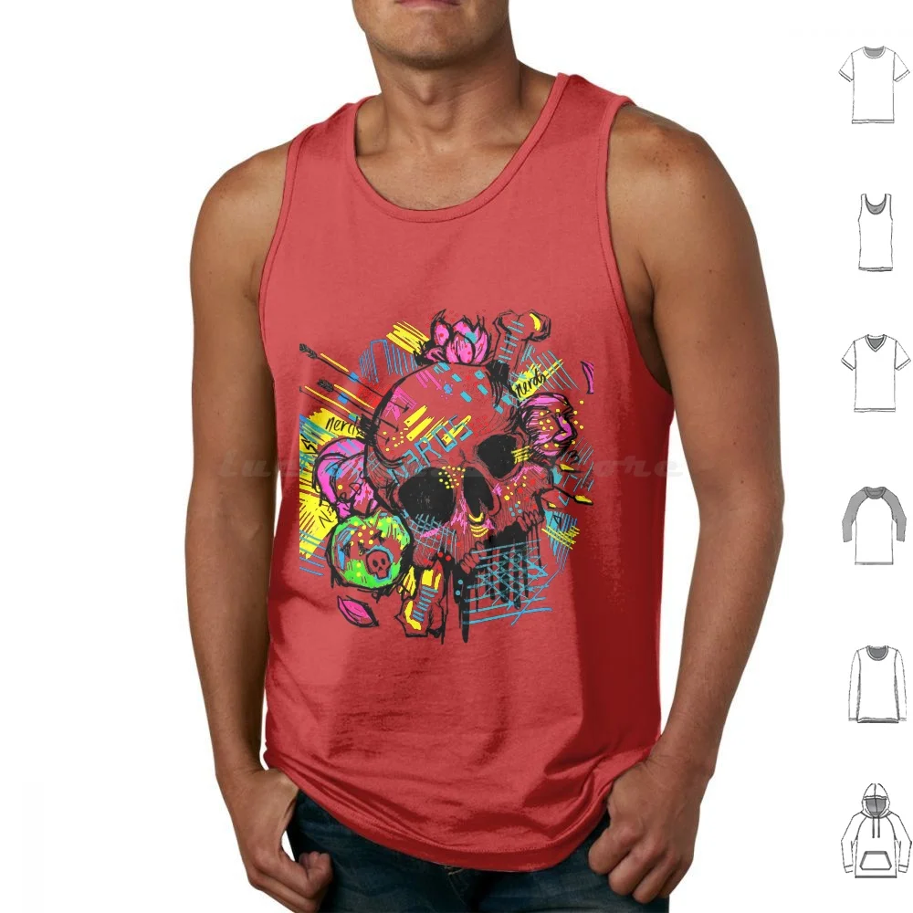 Graffiti Skull Tank Tops Vest Sleeveless Graffiti Skull Skull Addiction Skull Art Posca Markers Trippy