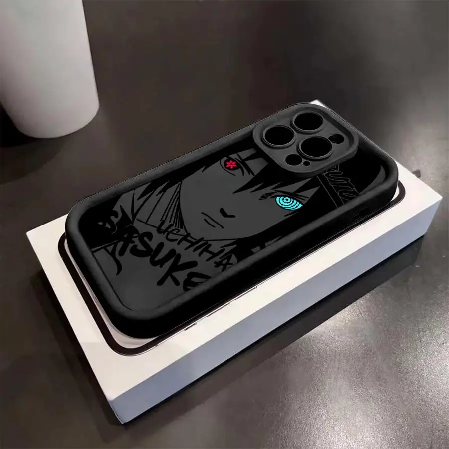 

Soft Cover Case for iPhone 11 14+ 13 13Pro 15Pro 15 Plus 16e 16 Pro Max 14 12 16+ Anime Sasuke Red EYE