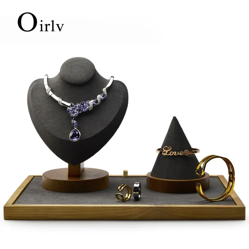 Oirlv-Présentoir de Bijoux en Bois Massif, Support de Collier, Accessoires de Rangement