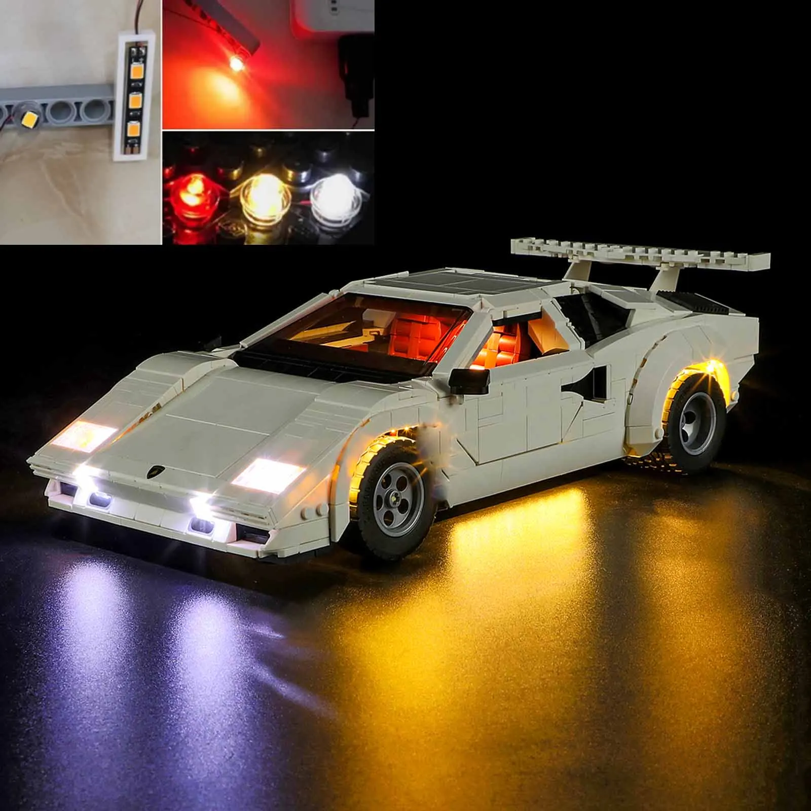 USB Lights Set for Lego 10337 Lam-borghini Countach 5000 Quattrovalvole Building Set - (NOT Include LEGO Bricks)