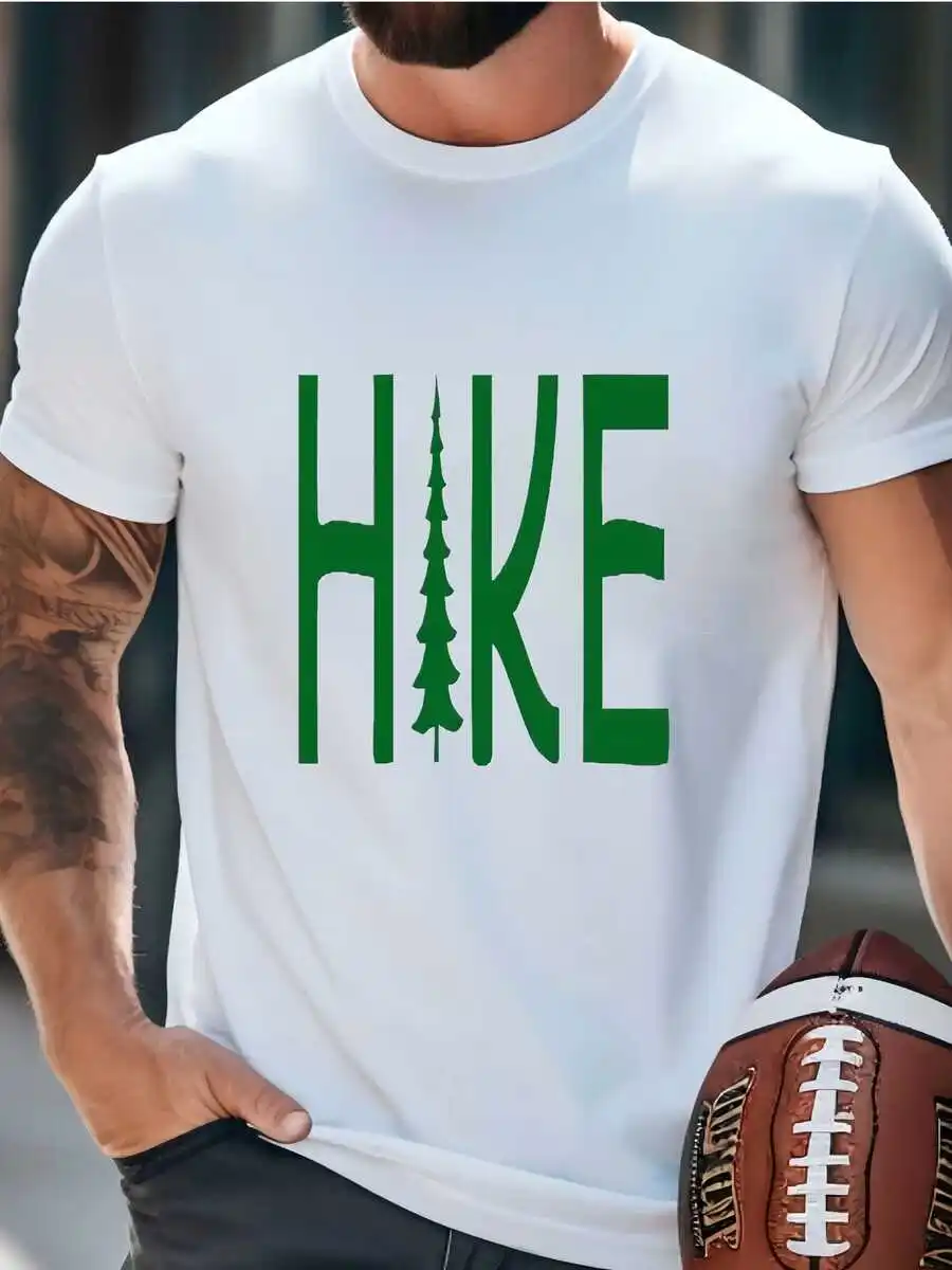 

Mens Hike T-Shirt With Pine Tree Design For Outdoor Camping And Mountain Activities