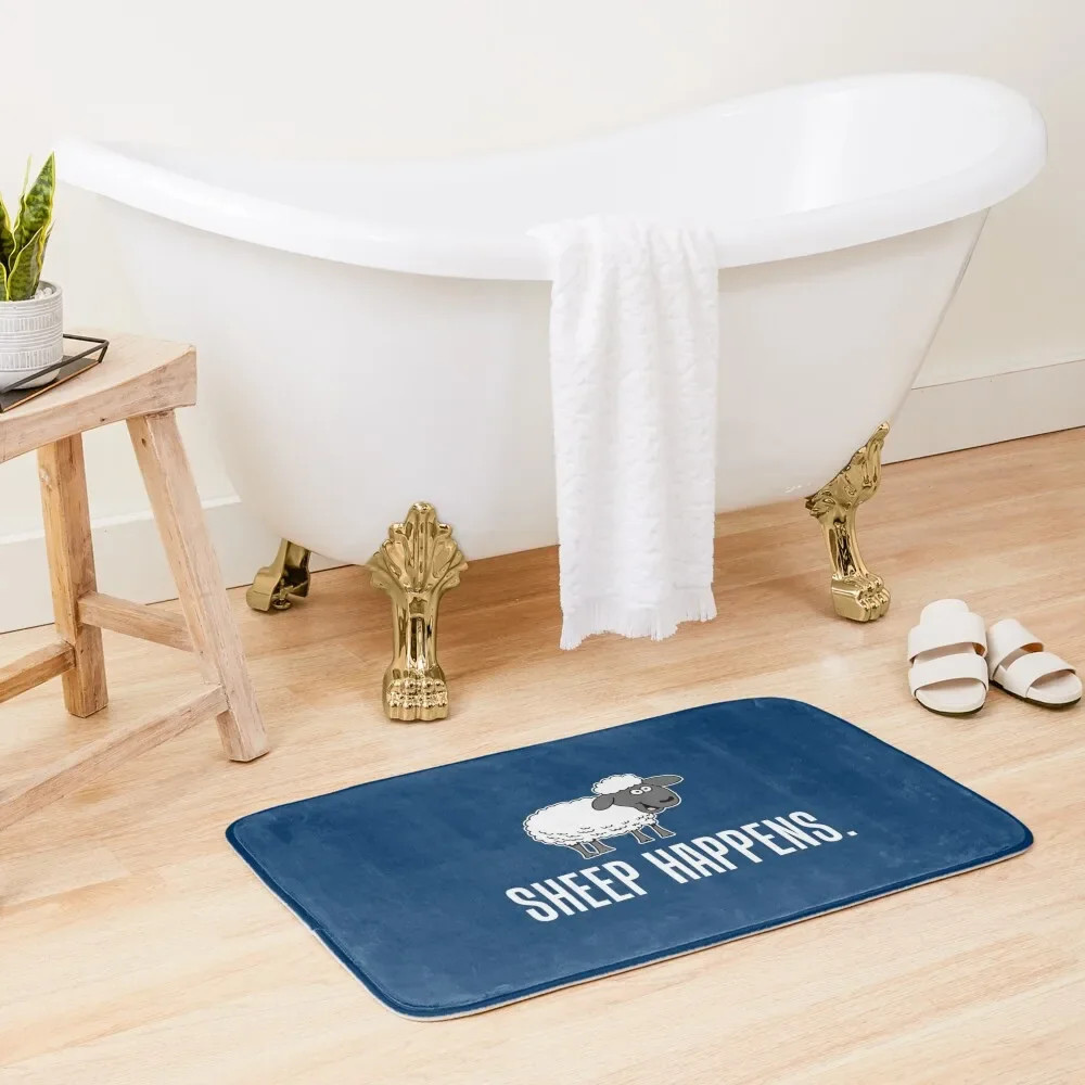 

Sheep Happens Cartoon Sheep Bath Mat Household Items Toilet Rug Mat