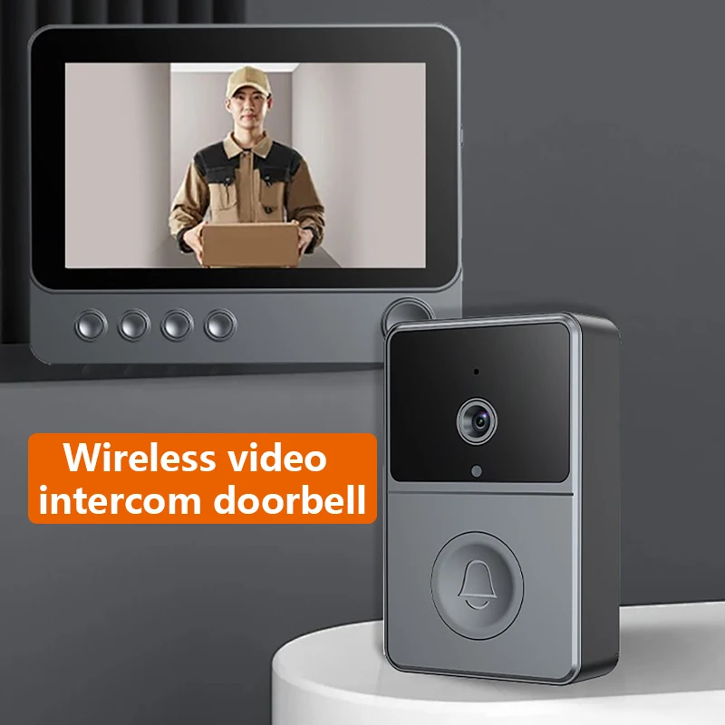 

Беспроводной видеодомофон 2,4G с 4,3-дюймовым экраном, автоматическая запись фотографий, двусторонний домофон, видеомониторинг, дверной звонок