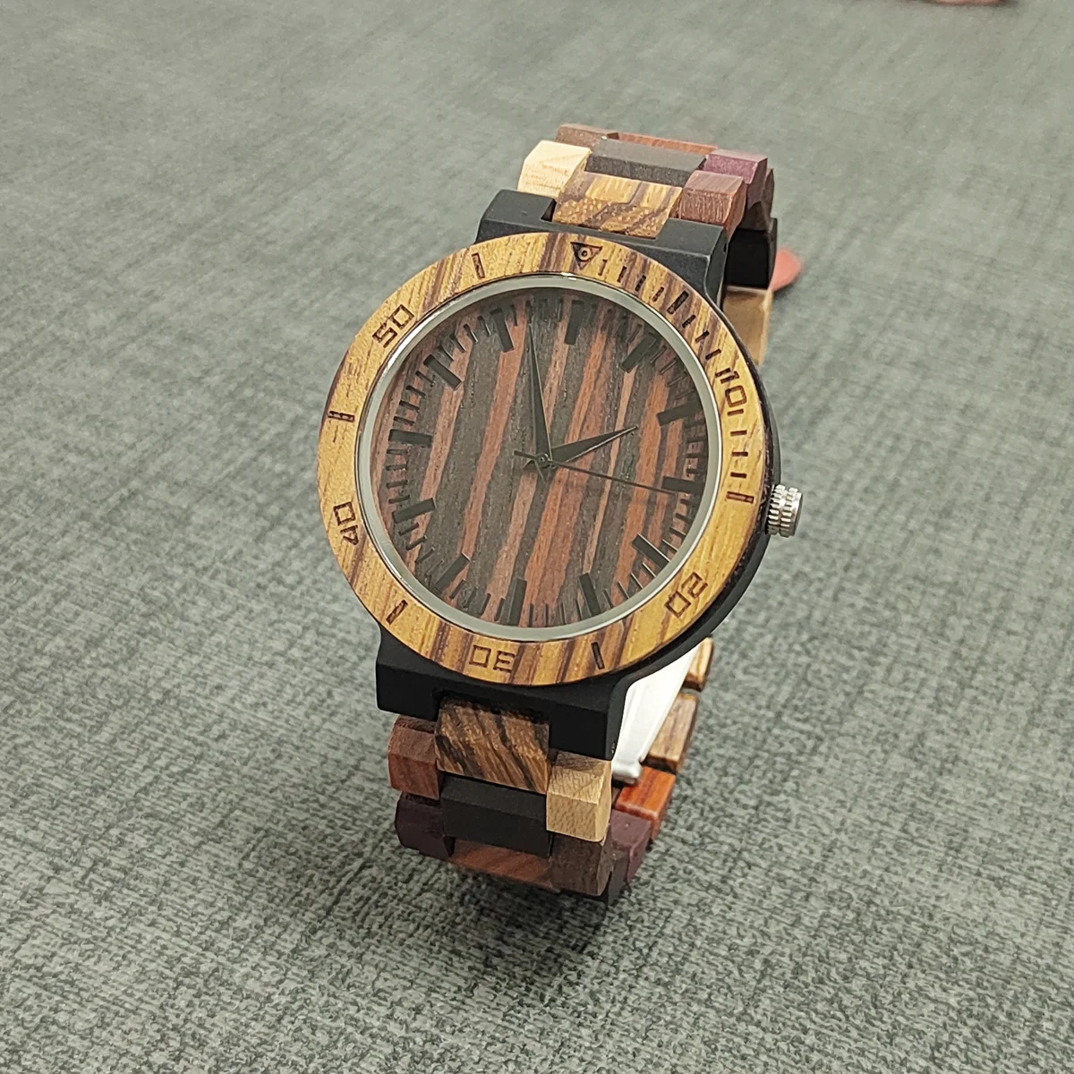 Reloj de pulsera personalizado para hombre, cronógrafo de lujo, caja de cuarzo de madera, regalos