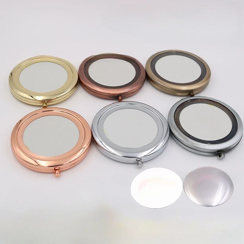 1pcs Portable Makeup Mirrors Metal 70mm Blank Round Compact Mirror For DIY Girl's Women Cosmetic Pocket Mirror Beauty Tools