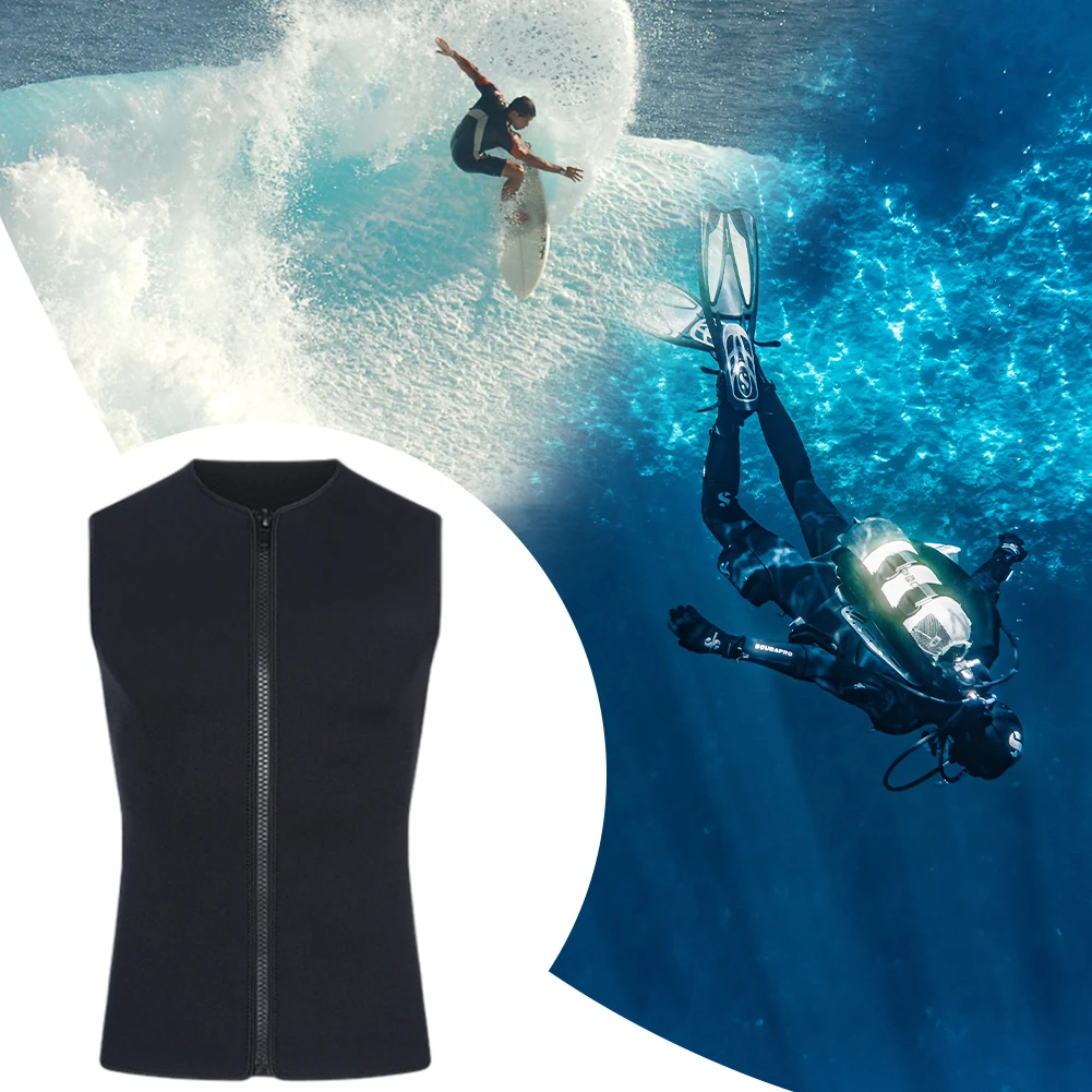 الرجال بذلة أعلى 3 مللي متر النيوبرين بذلة سترة مع الجبهة زيبر أكمام أعلى سترة الغوص الحرارية لركوب الأمواج والغطس
