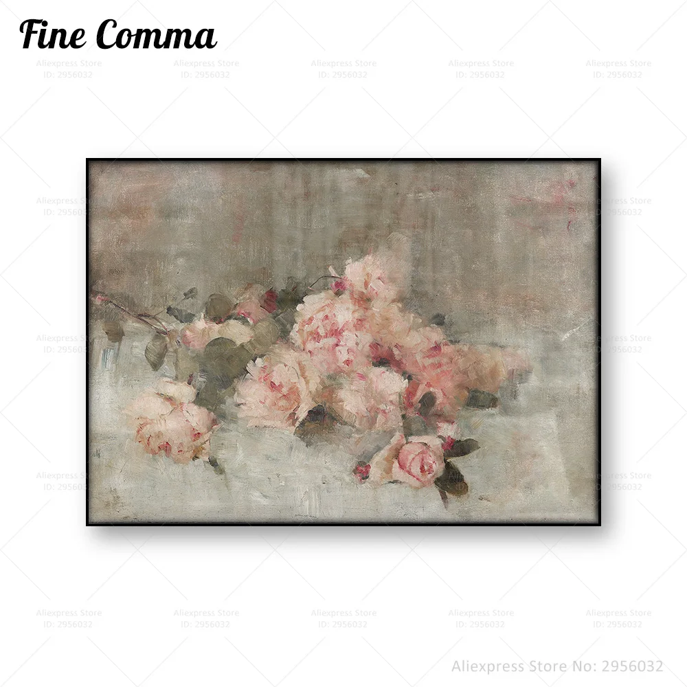Roses Flower Grace Joel Vintage Painting Reproduction Poster Antique Still Life Wall Art Canvas Print Decor Housewarming Gift