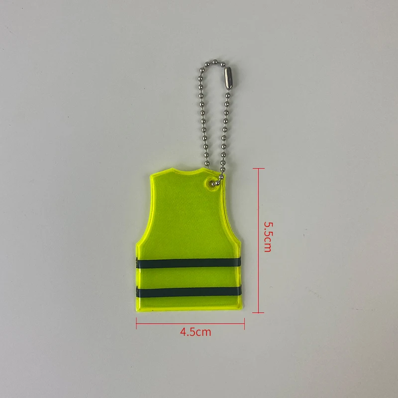 10Pcs Yellow Vest Reflective Keychain Backpack Clothing Pendant Accessories For Traffic Visiblity Safety Use