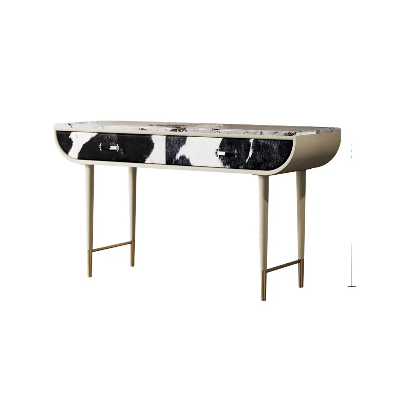 LMM light luxury makeup table large flat layer premium milk cowhide marble master bedroom dressing table