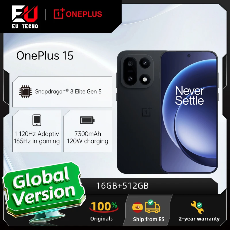 Global Version OnePlus 15 5G Smartphone Snapdragon 8 Elite Gen 5 165Hz Display 7300mAh 120W NFC Black mobile phones