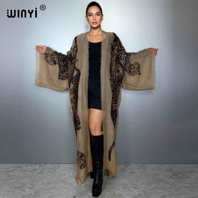 WINYI neues Sommer-Outfit Kimono Afrika Boho Strand vertuschen muslimisches Kleid Strickjacken Strandkleidung Frauen Abaya Dubai Luxus-Kaftan
