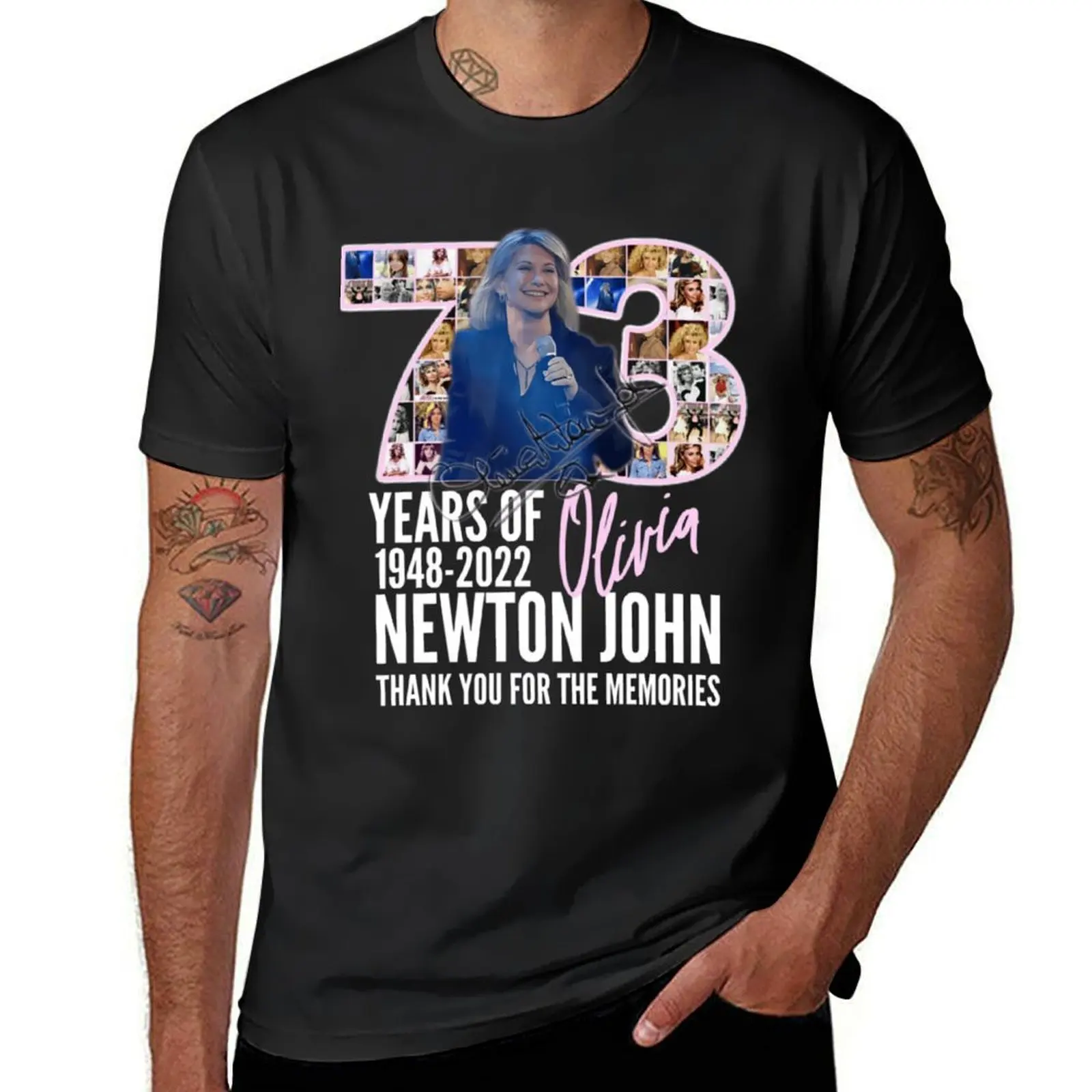 Thank You For The Memories Olivia Newton John T-Shirt new edition vintage korean fashion black t-shirts for men