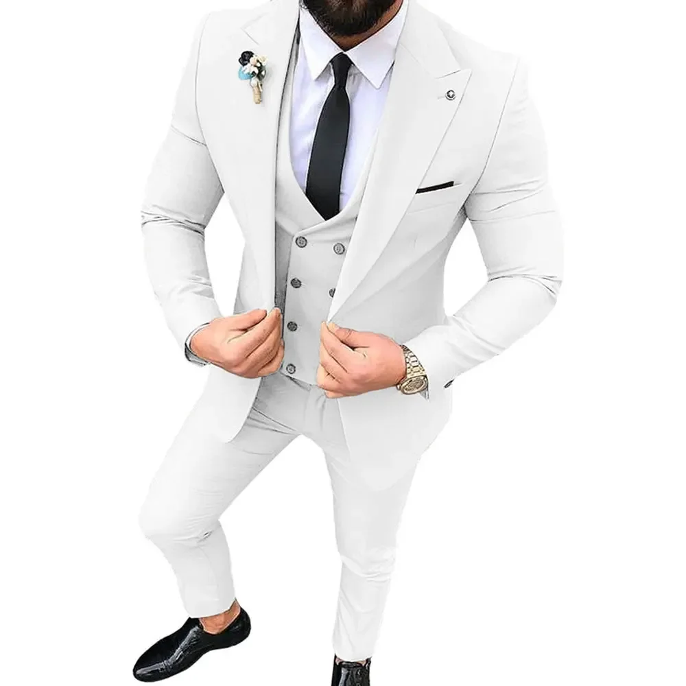 Traje de boda ajustado con hebilla única para hombre, conjunto de 3 piezas, chaqueta, chaleco, pantalones, abrigo, Boutique de ocio, a la moda, 2023