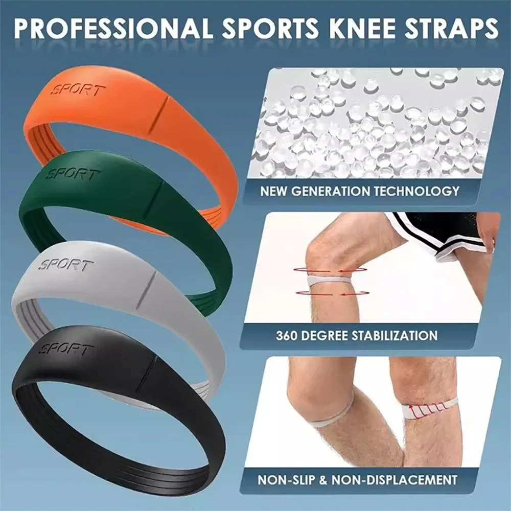 Nieuwe Technologie Knie Siliconen Patellape Pees Knie Ondersteuning Strape Brace Schokabsorptie Compressie Knie Pad Mouw【1PC】