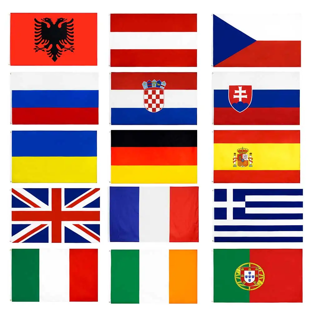 3x5fts Europe National Flags Germany Ireland Britain Italy France Greece Portugal Russia Spain Switzerland Croatia Finland Malta