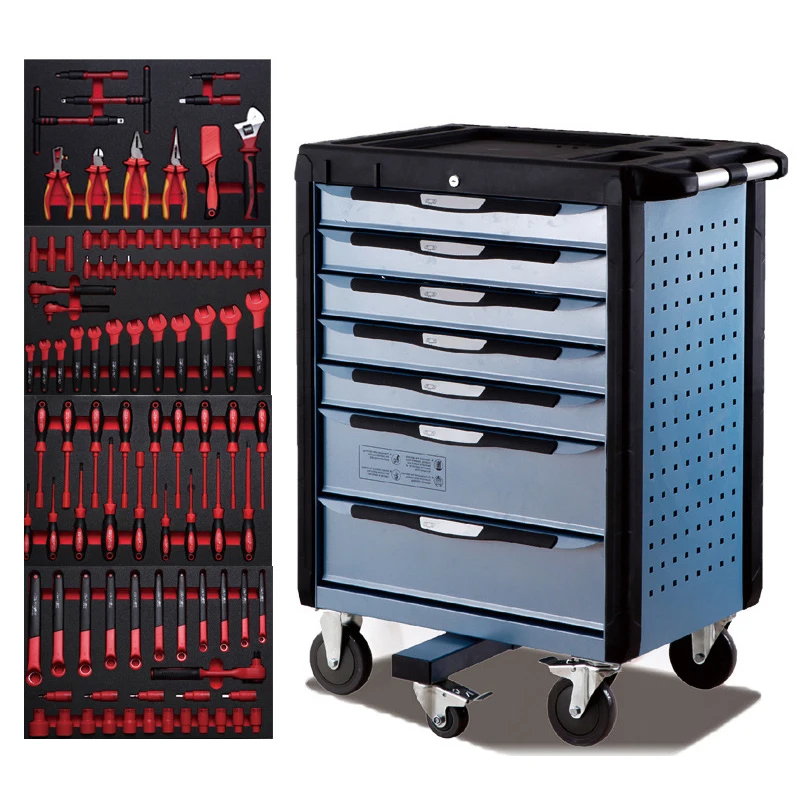 High Quality 7 Drawers 98 Pcs Tool Sets Cabinet With New energy insulation Hand Tool Set car Repair Tools Set