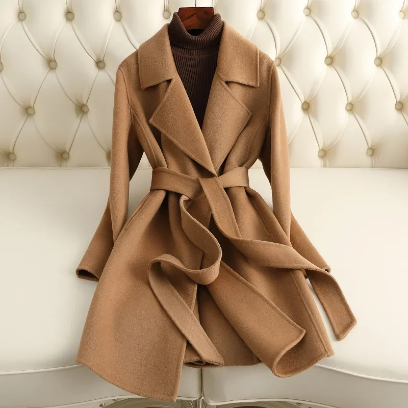 

2024 autumn and winter new small double-sided cashmere coat women's medium and long slim-fitting woolen coat Xiaoxiangfeng