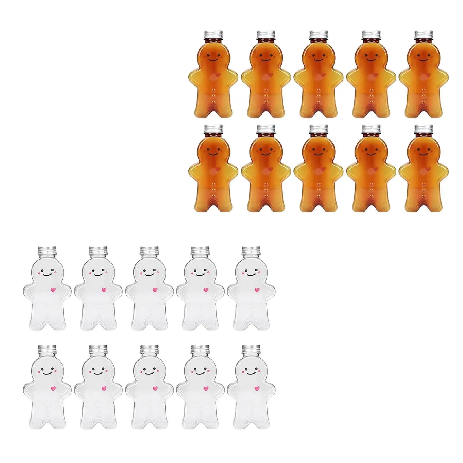 

10 шт., милые бутылки для сока с пряничным человечком, бутылки с водой, многофункциональная банка для питья, контейнер для напитков для питья чая с молоком