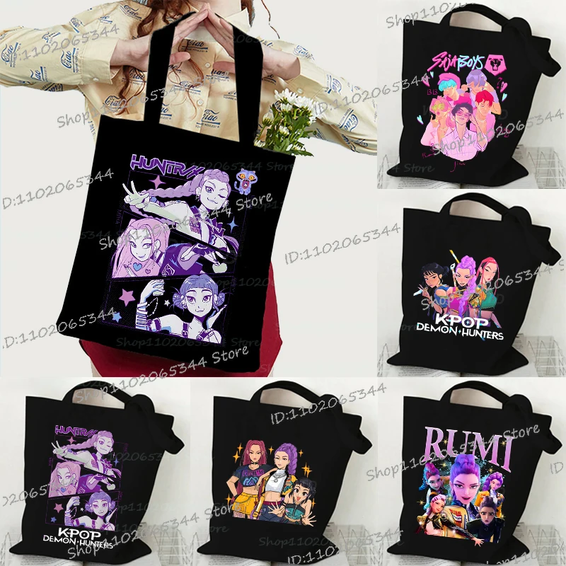 

Funny KPop Demon Hunters Vintage Print Women's Men's Handabgs Fashion KPop Demon Hunters Tiger Black Korean Style Shoulder Bags