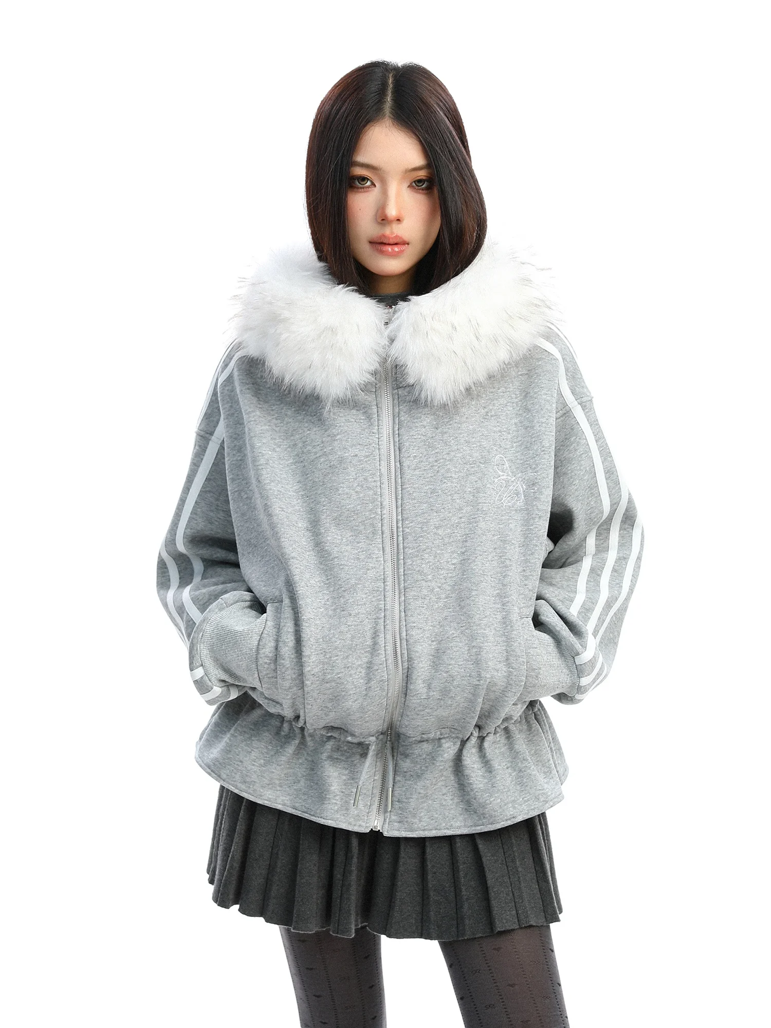 

Утепленное женское пальто-худи BGOLD с поясом и съемным меховым воротником, зимний теплый кардиган в корейском стиле, с длинными рукавами