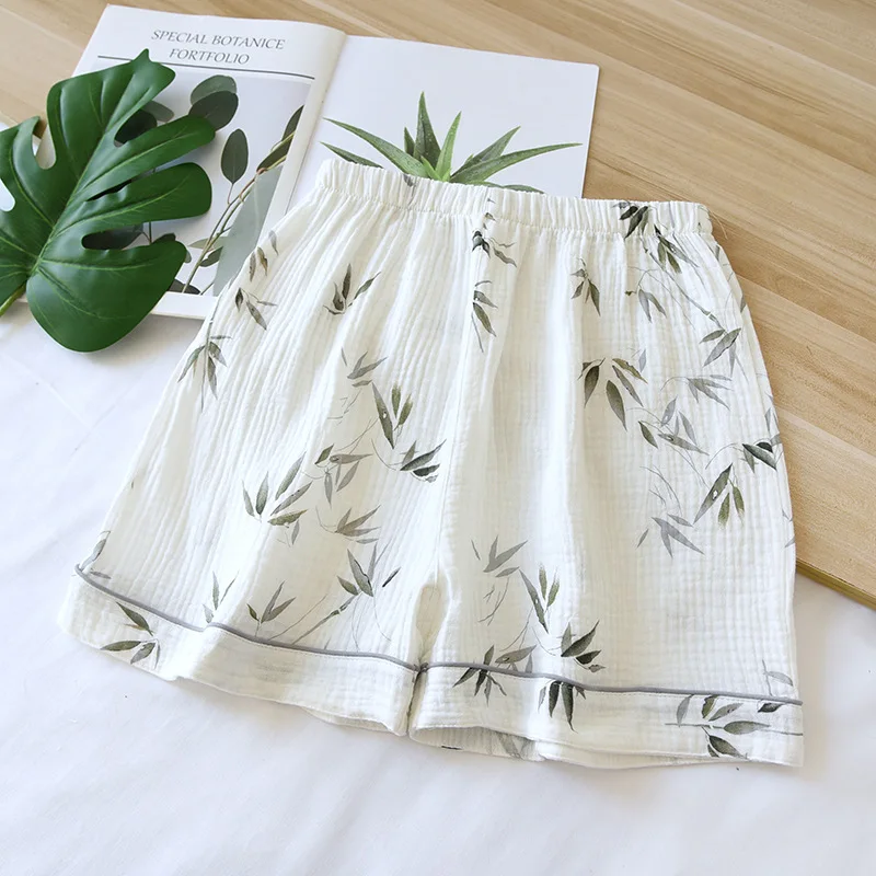 2024 Japanese Summer New Women\'s Shorts 100% Cotton Crepe Pajama Pants Thin Loose Quarter Pants Home Shorts Ladies Bottoms