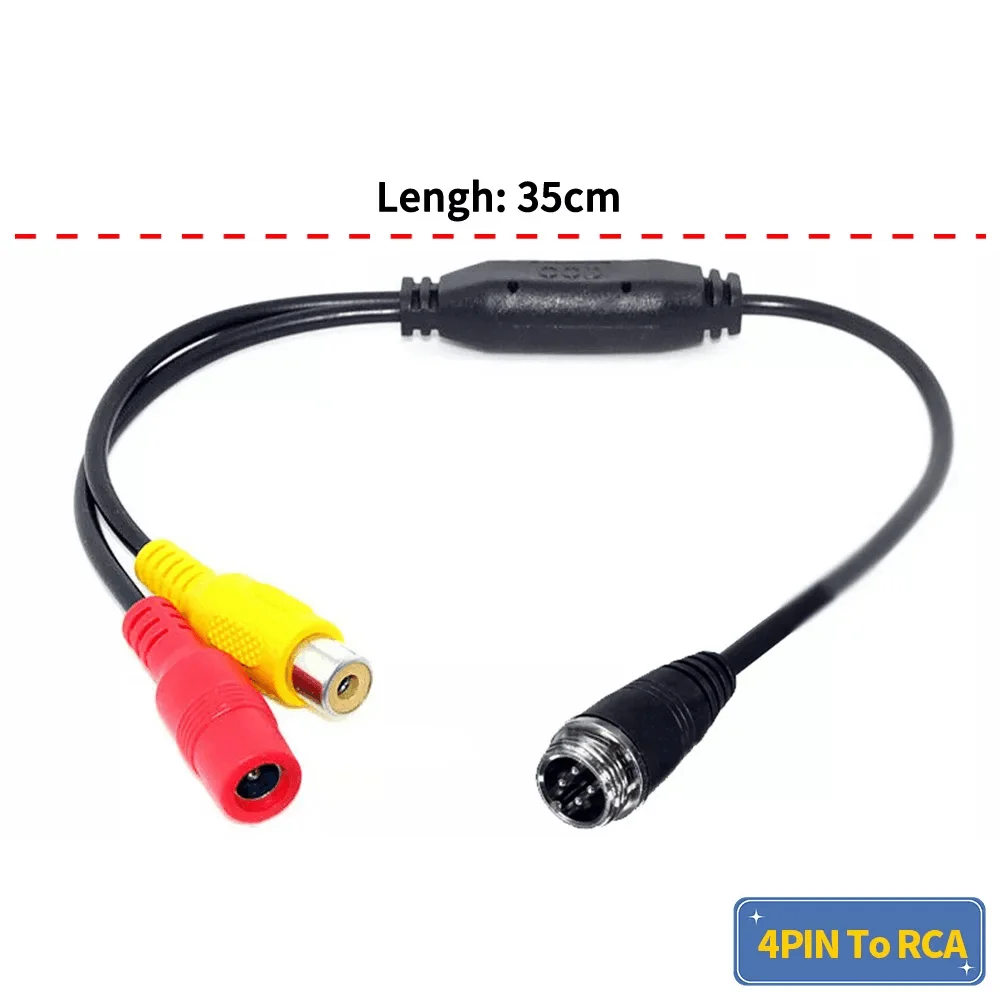 IPoster-Aviation Head 4Pin Male to RCA/DC Female 4 Pin to RCA Adapter, Extension Cable for CCTV Monitor, Car Rear Backup Camera