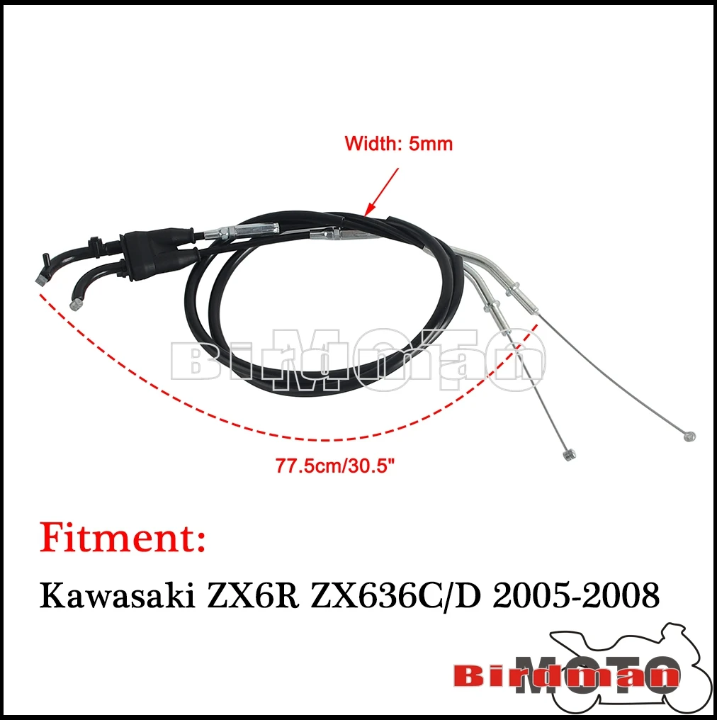 Motorcycle Accelerator Straight Connection Throttle Cable Wire For Kawasaki ZX6R ZX636C/D ZX 6 R ZX 636 C/D 2005-2008 2006 2007