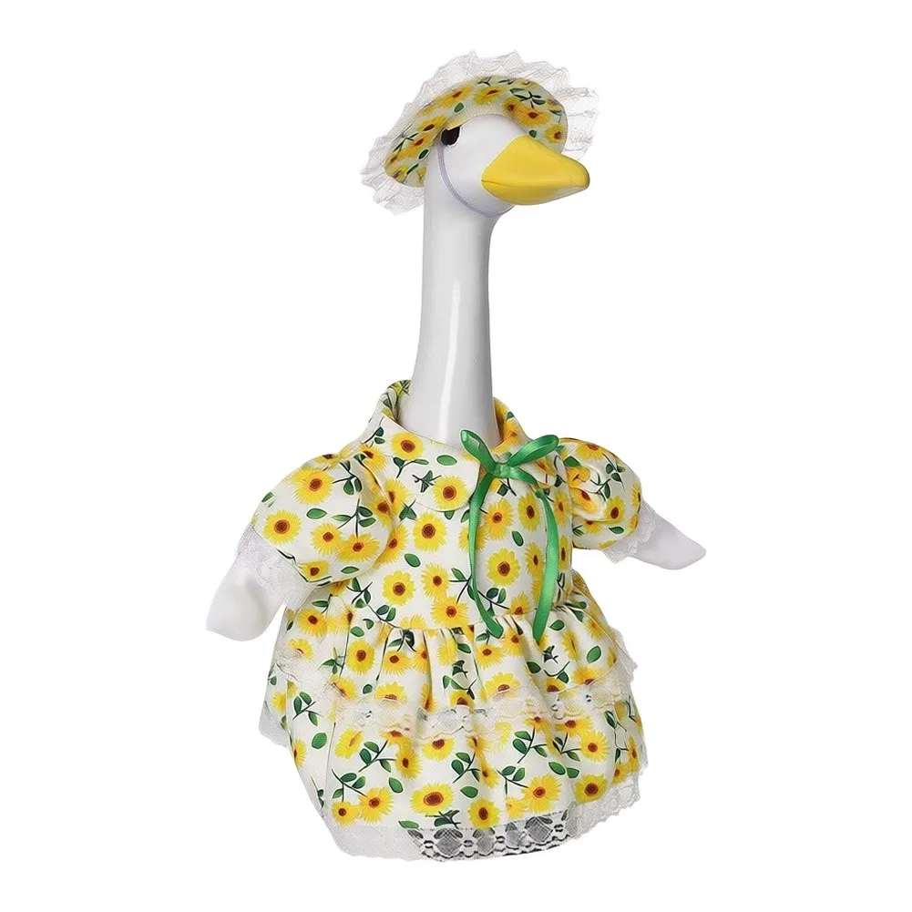 Porch Goose Costume with Sunflower Hat Compatible with For 23 Inch Decor Geese for Seasonal Garden and Front Porch Decoration