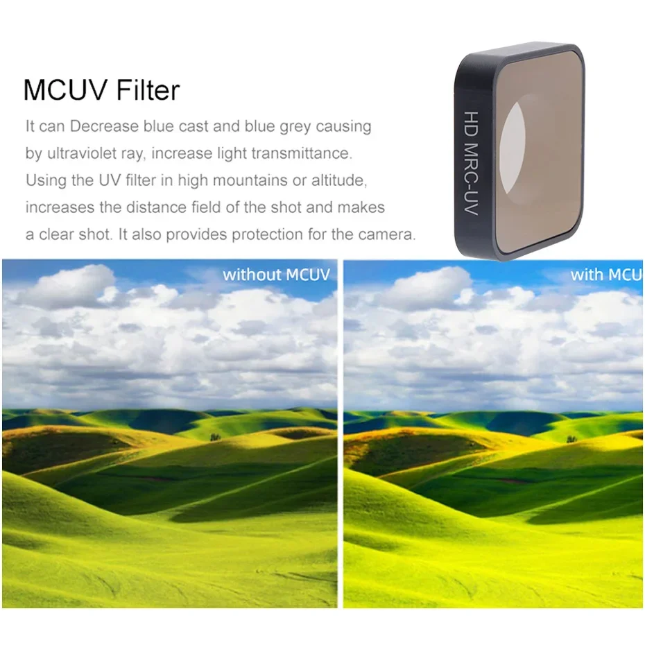 Juego de filtros de densidad neutra para Cámara de Acción GoPro Hero 5, 6, 7, accesorios de lente, UV, CPL, ND 4, 8, 16, negro, 6/7