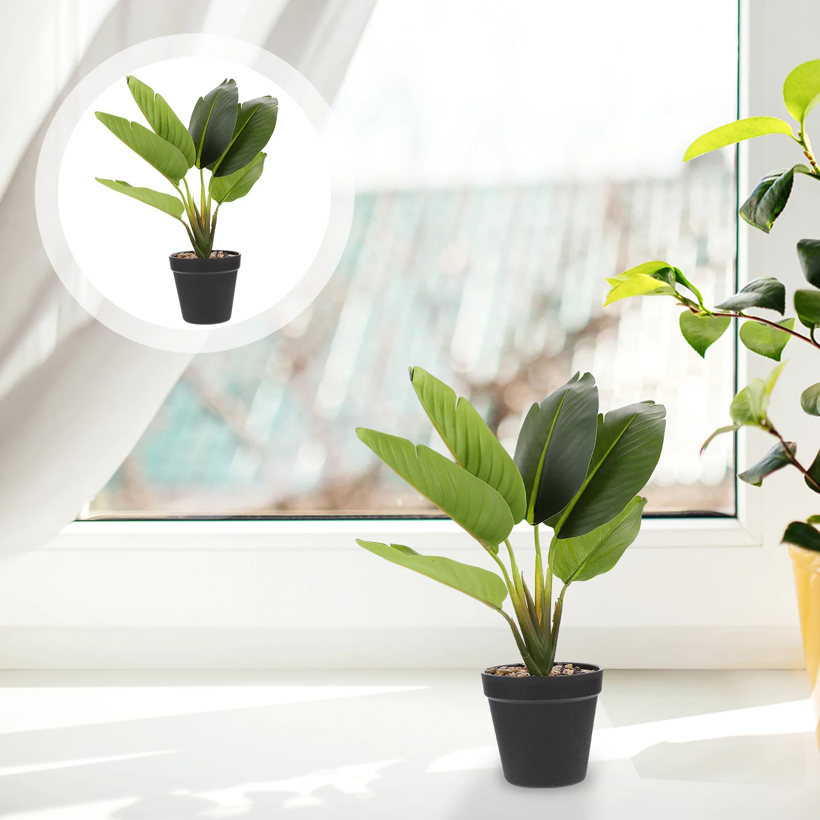 

1Pcs Simulation Green Plant Realistic Potted Plant Artificial Decor for Home Hotel Restaurant Desktop Adornment Elegant