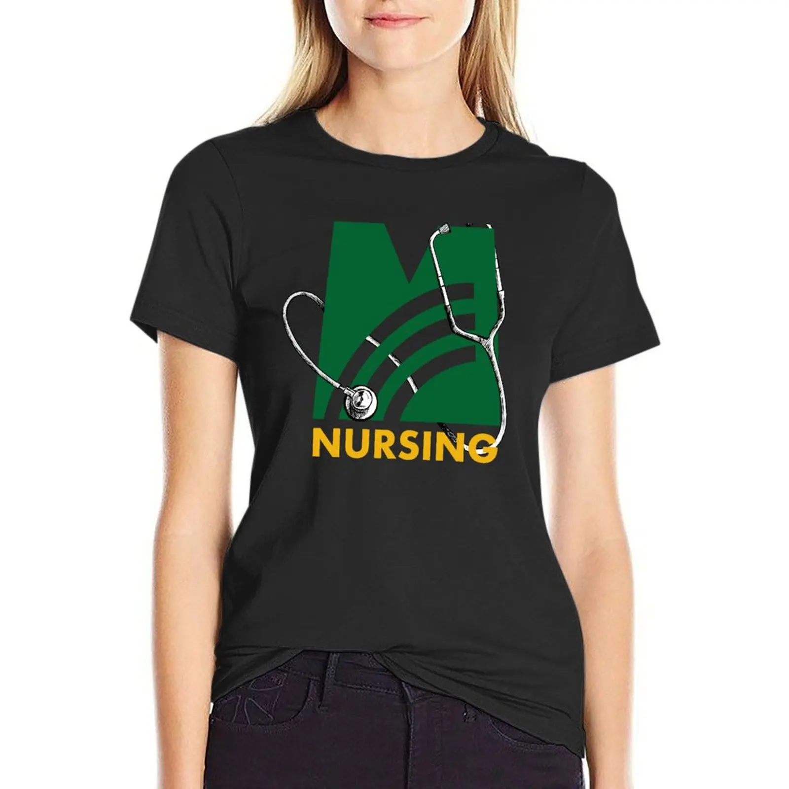 Nursing MCCC Stethoscope T-Shirt heavyweights tops Woman clothes