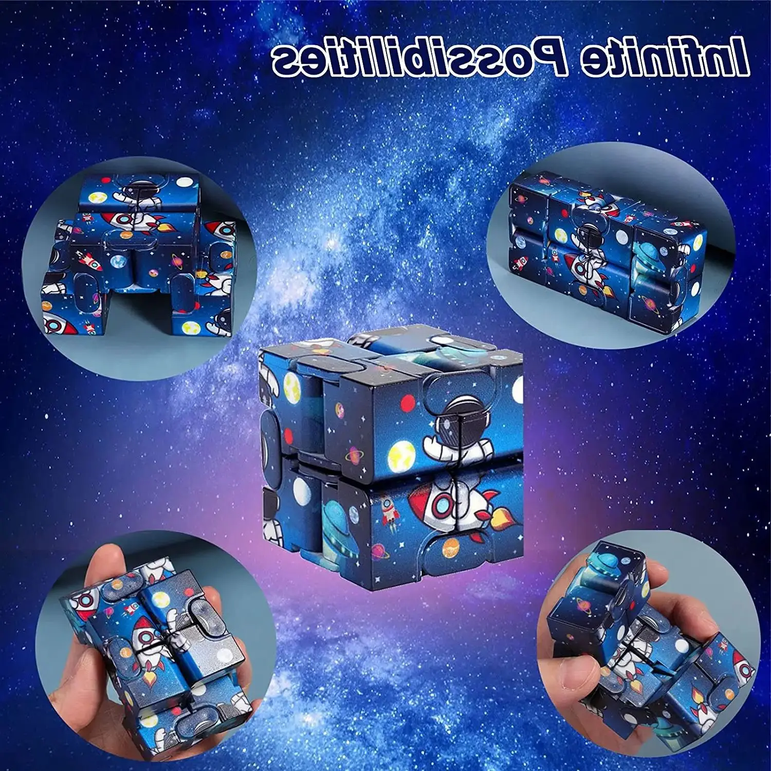 Cubo mágico con tapa infinita, rompecabezas de cielo estrellado, juguete laberinto de cuatro esquinas para niños y adultos, alivio del estrés y relajante