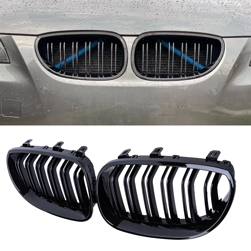 

A Pair Gloss Black Car Front Sport Kidney Grilles Grill For BMW 5 Series M5 E60 E61 525i 528i 530i 2003-2010 Racing Grills